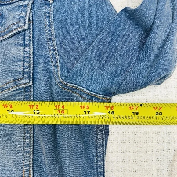J.Crew Crewcuts Button Front Jean Jacket Blue Youth Girls Classic Crop Size 14 - Picture 14 of 16